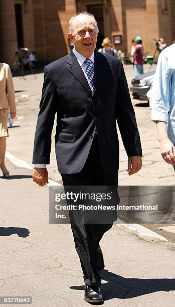 Tony Byrne, father of Caroline Byrne, and his son Peter leaves Darlinghurst Court after the jury found Gordon Wood guilty of murdering his daughter...