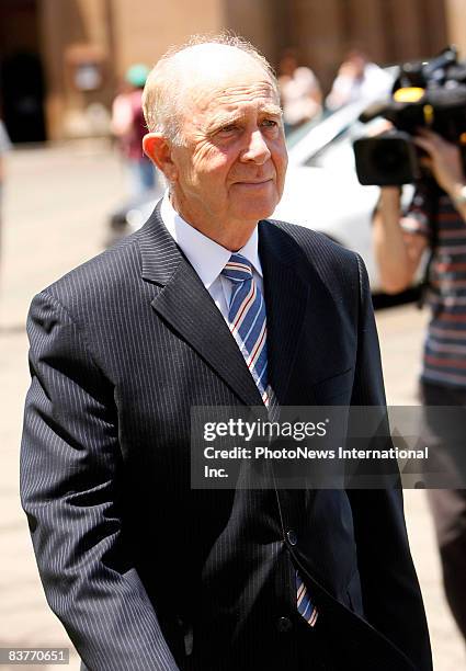 Tony Byrne, father of Caroline Byrne, and his son Peter leaves Darlinghurst Court after the jury found Gordon Wood guilty of murdering his daughter...