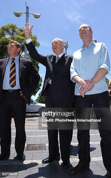 Tony Byrne, father of Caroline Byrne, and his son Peter leave Darlinghurst Court after the jury found Gordon Wood guilty of murdering his daughter on...