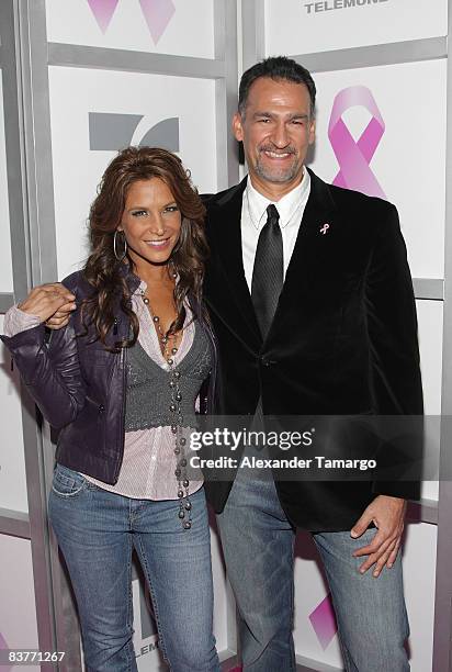 Lorena Rojas and Kike Santander attend Lazos de Esperanza at Telemundo Studios on November 20, 2008 in Miami.