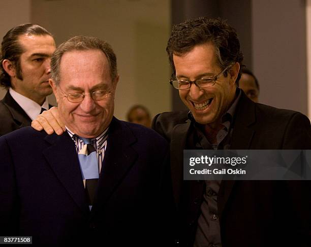 Alan M. Dershowitz and Kenneth Cole attend the celebration for the launch of the AWEARNESS Book at Kenneth Cole Copley Place Store on November 20,...