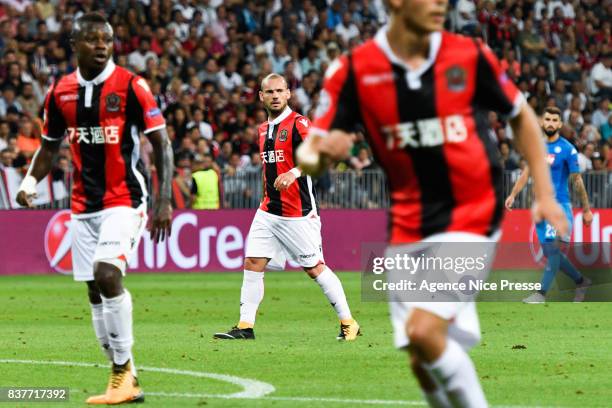 Wesley Sneijder of Nice during the UEFA Champions League Qualifying Play-Offs round, second leg match, between OGC Nice and SSC Napoli at Allianz...