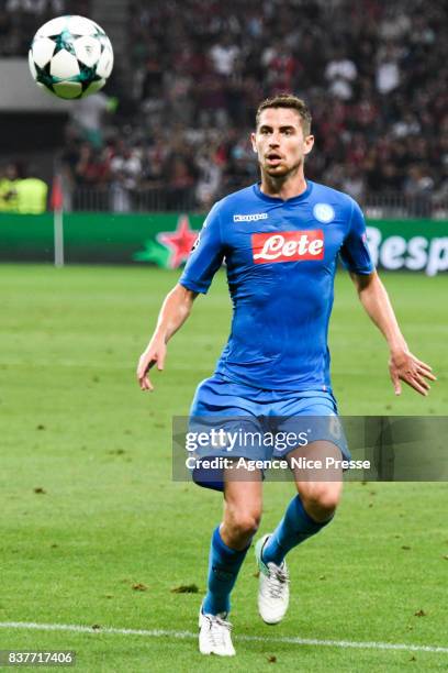 Jorginho of Naples during the UEFA Champions League Qualifying Play-Offs round, second leg match, between OGC Nice and SSC Napoli at Allianz Riviera...