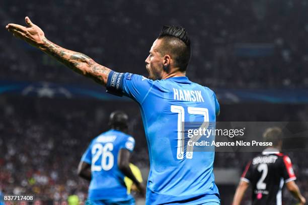 Marek Hamzik of Naples during the UEFA Champions League Qualifying Play-Offs round, second leg match, between OGC Nice and SSC Napoli at Allianz...