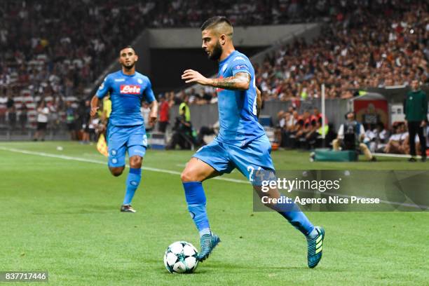 Lorenzo Insigne of Naples during the UEFA Champions League Qualifying Play-Offs round, second leg match, between OGC Nice and SSC Napoli at Allianz...