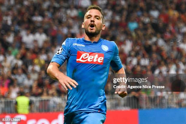 Dries Mertens of Naples during the UEFA Champions League Qualifying Play-Offs round, second leg match, between OGC Nice and SSC Napoli at Allianz...