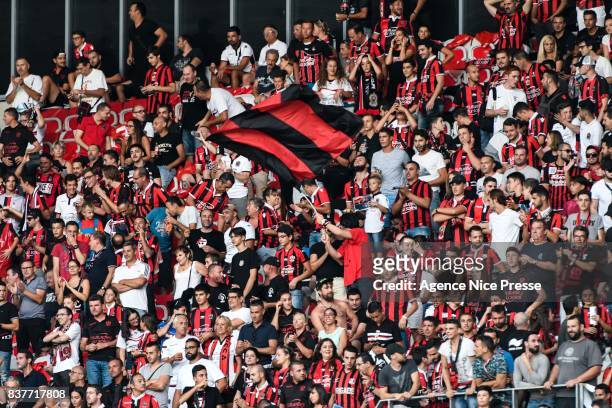 Nice fans during the UEFA Champions League Qualifying Play-Offs round, second leg match, between OGC Nice and SSC Napoli at Allianz Riviera Stadium...