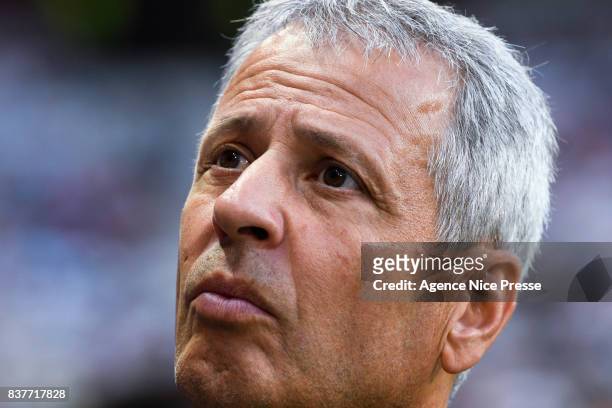 Lucien Favre coach of Nice during the UEFA Champions League Qualifying Play-Offs round, second leg match, between OGC Nice and SSC Napoli at Allianz...
