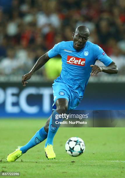 Kalidou Koulibaly of Napoli during the UEFA Champions League Qualifying Play-Offs round, second leg match, between OGC Nice and SSC Napoli at Allianz...