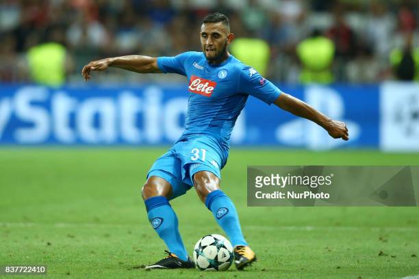 Faouzi Ghoulam of Napoli during the UEFA Champions League Qualifying Play-Offs round, second leg match, between OGC Nice and SSC Napoli at Allianz...