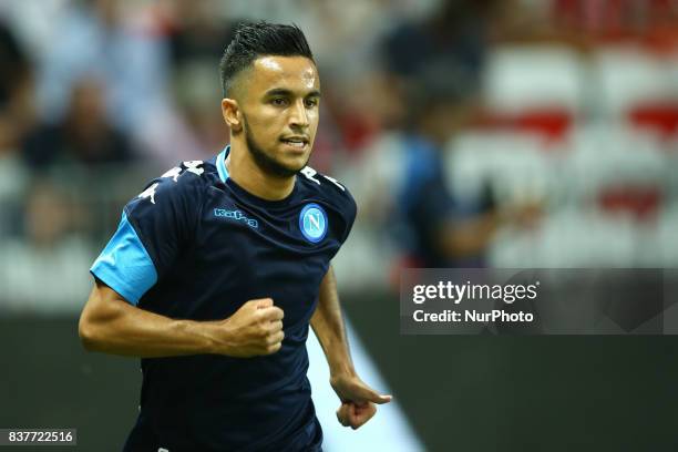 Adam Ounas of Napoli during the UEFA Champions League Qualifying Play-Offs round, second leg match, between OGC Nice and SSC Napoli at Allianz...