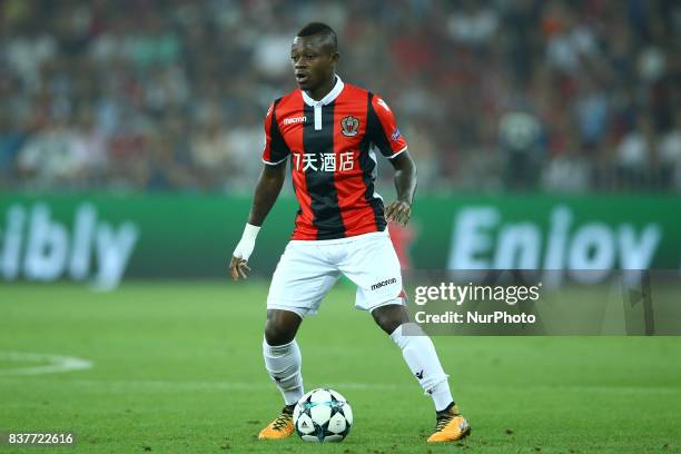 Jean Michael Seri of Nice during the UEFA Champions League Qualifying Play-Offs round, second leg match, between OGC Nice and SSC Napoli at Allianz...