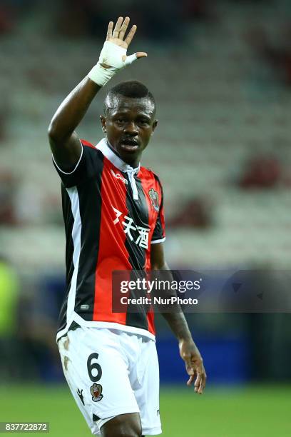 Jean Michael Seri of Nice during the UEFA Champions League Qualifying Play-Offs round, second leg match, between OGC Nice and SSC Napoli at Allianz...