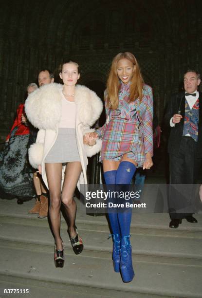 Models Naomi Campbell and Kate Moss attend the Designer of the Year Awards at the Natural History Museum during London Fashion Week, 19th October...