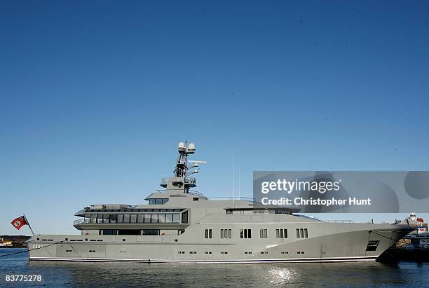 Charles Simonyis luxury yacht 'Skat' sits in the harbour on November 21, 2008 in Gothenburg, Sweden.