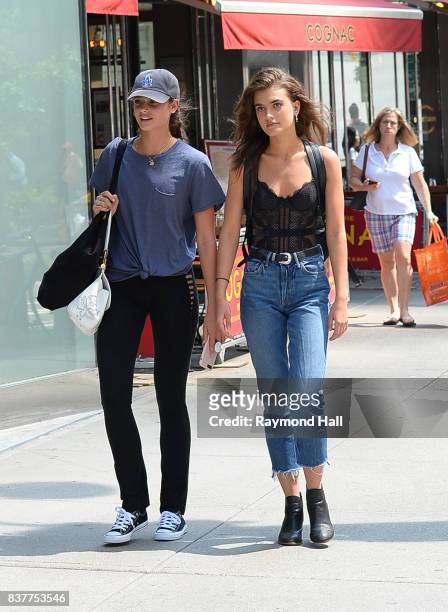 Models Taylor Hill and Mackinley Hill attend call backs for the 2017 Victoria's Secret Fashion Show in Midtown on August 22, 2017 in New York City.