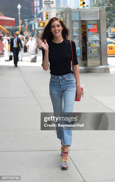 Model Hilary Rhoda attends call backs for the 2017 Victoria's Secret Fashion Show in Midtown on August 22, 2017 in New York City.