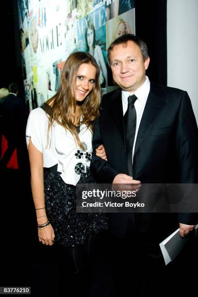 Designer Kira Plastinina and Sergei Plastinin attend Vogue Russia's 10th Anniversary grand gala dinner on November 20, 2008 in Moscow, Russia.