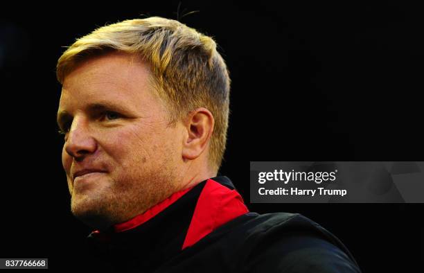 Eddie Howe, Manager of Bournemouth during the Carabao Cup Second Round match between Birmingham City and AFC Bournemouth at St Andrews Stadium on...