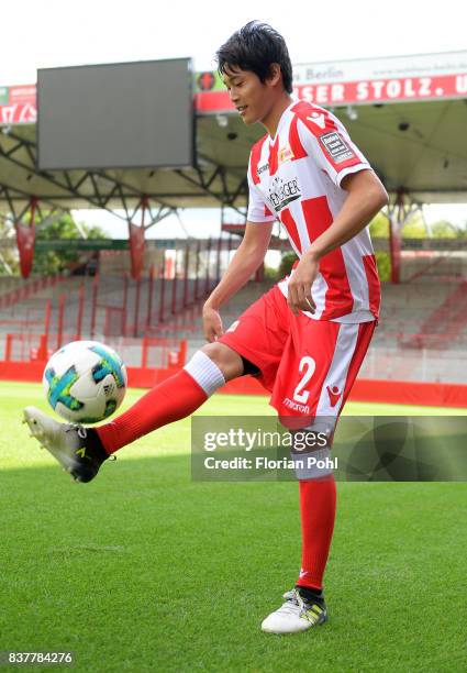 Atsuto Uchida of 1.FC Union Berlin juggles during the presentation on august 23, 2017 in Berlin, Germany.