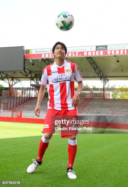 Atsuto Uchida of 1.FC Union Berlin juggles during the presentation on august 23, 2017 in Berlin, Germany.