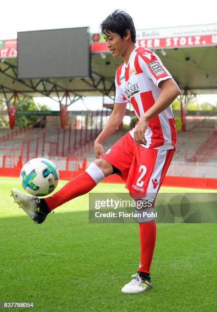 Atsuto Uchida of 1.FC Union Berlin juggles during the presentation on august 23, 2017 in Berlin, Germany.