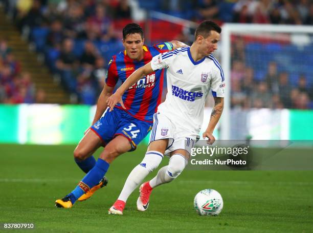 Ipswich Town's Bersant Celina during Carabao Cup 2nd Round match between Crystal Palace and Ipswich Town at Selhurst Park Stadium, London, England on...