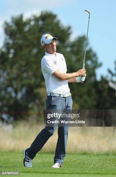 Marcel Siem of Germany in action during the pro-am ahead of the Made in Denmark at Himmerland Golf & Spa Resort on August 23, 2017 in Aalborg,...