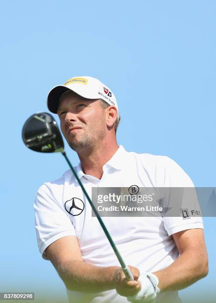 Marcel Siem of Germany in action during the pro-am ahead of the Made in Denmark at Himmerland Golf & Spa Resort on August 23, 2017 in Aalborg,...