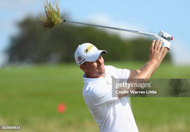 Marcel Siem of Germany in action during the pro-am ahead of the Made in Denmark at Himmerland Golf & Spa Resort on August 23, 2017 in Aalborg,...