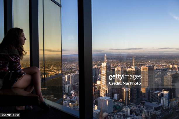 Melbourne, Australia, 23 march 2017. A view from of the eureka skydeck, the highest skyscraper of the city located on the south bank. Melbourne is...