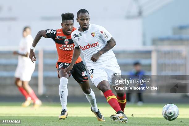 Kevin Fortune of Lens during the French League Cup match between FC Lorient and RC Lens at Stade du Moustoir on August 22, 2017 in Lorient, France.