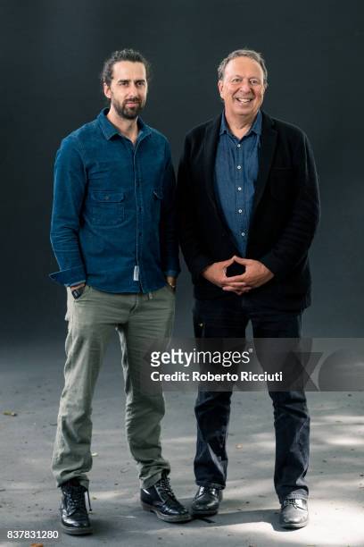 Journalist and tech blogger Jamie Bartlett and British TV presenter and political columnist Steve Richards attend a photocall during the annual...