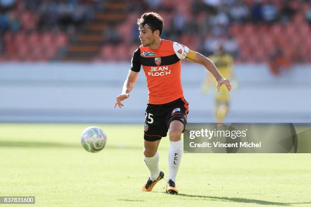 Vincent Le Goff of Lorient during the French League Cup match between FC Lorient and RC Lens at Stade du Moustoir on August 22, 2017 in Lorient,...