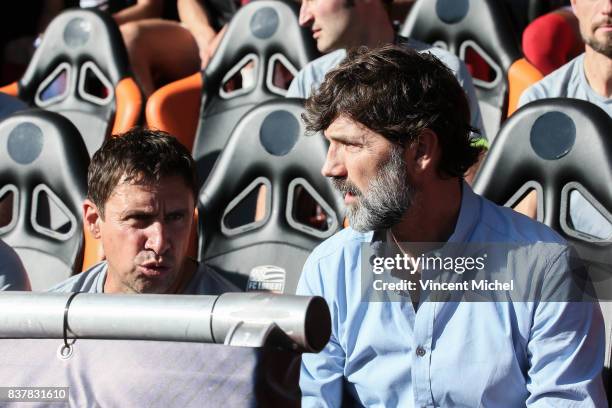 Eric Sikora, headcoach of Lens and Robert Duverne during the French League Cup match between FC Lorient and RC Lens at Stade du Moustoir on August...