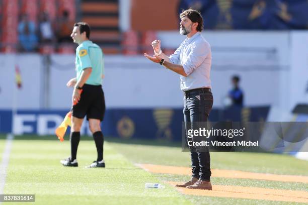 Eric Sikora, headcoach of Lens during the French League Cup match between FC Lorient and RC Lens at Stade du Moustoir on August 22, 2017 in Lorient,...