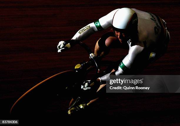 Shane Perkins of Australia competes in the Men's Sprint Qualifying during day three of the UCI Track World Cup at Hisense Arena on November 22, 2008...