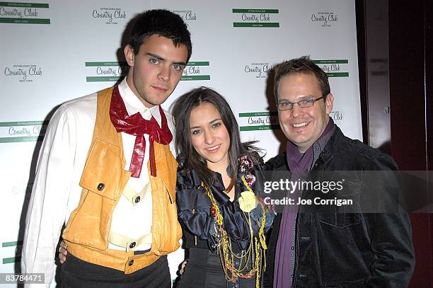 Actor's Tanner Cohen, Zelda Williams and director Tom Gustafson attend the opening night party for "Were the World Mine" at Country Club on November...