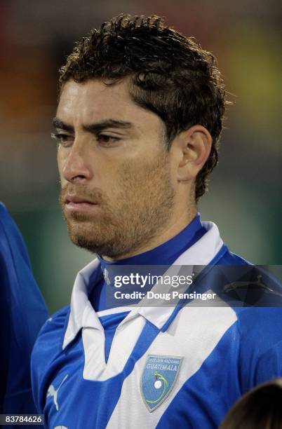 Jean Marquez of Guatemala takes the field for player introductions prior to facing USA during their semifinal round FIFA World Cup qualifier match at...