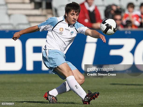 Ivan Pavlak of Sydney kicks during the round nine National Youth League match between Adelaide United and Sydney FC at Hindmarsh Stadium on November...