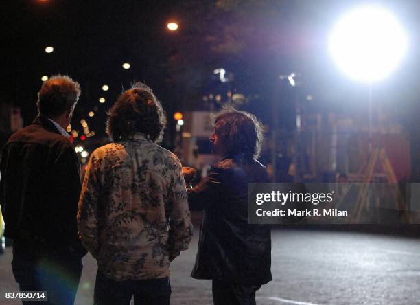 Jeremy Clarkson, James May and Richard Hammond attend the filming of 'Top Gear' in Notting Hill, London.