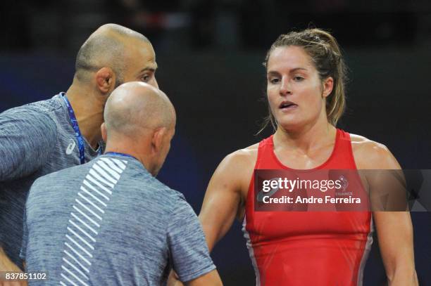 Mathilde Riviere of France during the female 55 kg wrestling competition of the Paris 2017 Women's World Championships at AccorHotels Arena on August...