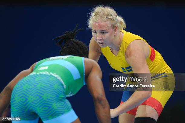 Henna Katarina Johansson of Sweden during the female 63 kg wrestling competition of the Paris 2017 Women's World Championships at AccorHotels Arena...