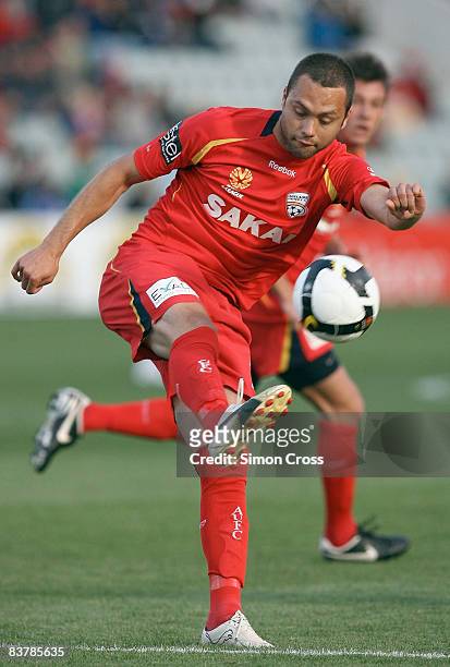 Alemao of United kicks the ball away during the round 12 A-League match between Adelaide United and Sydney FC at Hindmarsh Stadium on November 22,...