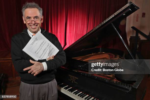 Robert Berkowitz, a psychiatrist and high-level amateur pianist from Natick, holds the music of Lajos Delej, a Hungarian composer, during a recital...