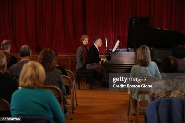 Robert Berkowitz, a psychiatrist and high-level amateur pianist from Natick, performs the music of Lajos Delej, a Hungarian composer, during a...