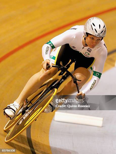Kerrie Meares of Australia competes in the Women's 500m Time Trial during day three of the UCI Track World Cup at Hisense Arena on November 22, 2008...