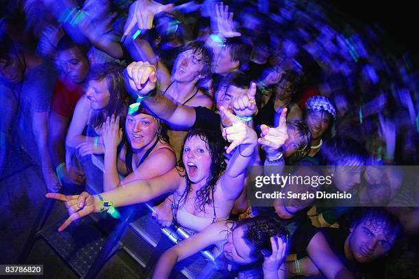 Graduating year 12 students celebrate during the opening night of Schoolies week in Surfers Paradise on November 21, 2008 on the Gold Coast,...