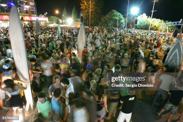 Graduating year 12 students celebrate during the opening night of Schoolies week in Surfers Paradise on November 21, 2008 on the Gold Coast,...