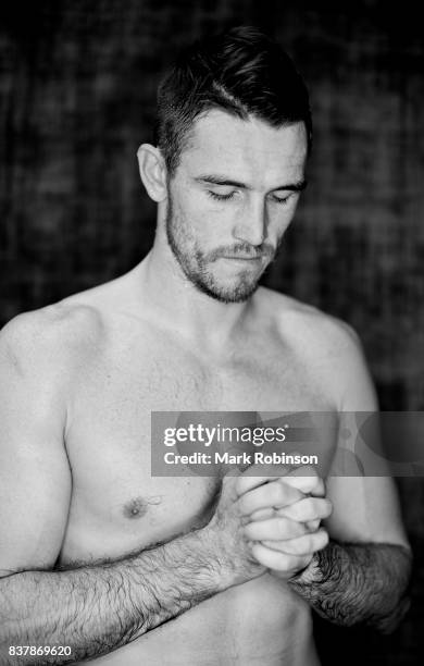 Portrait of boxer Callum Smith after a training session at Gallaghers Gym on August 23, 2017 in Bolton, England.